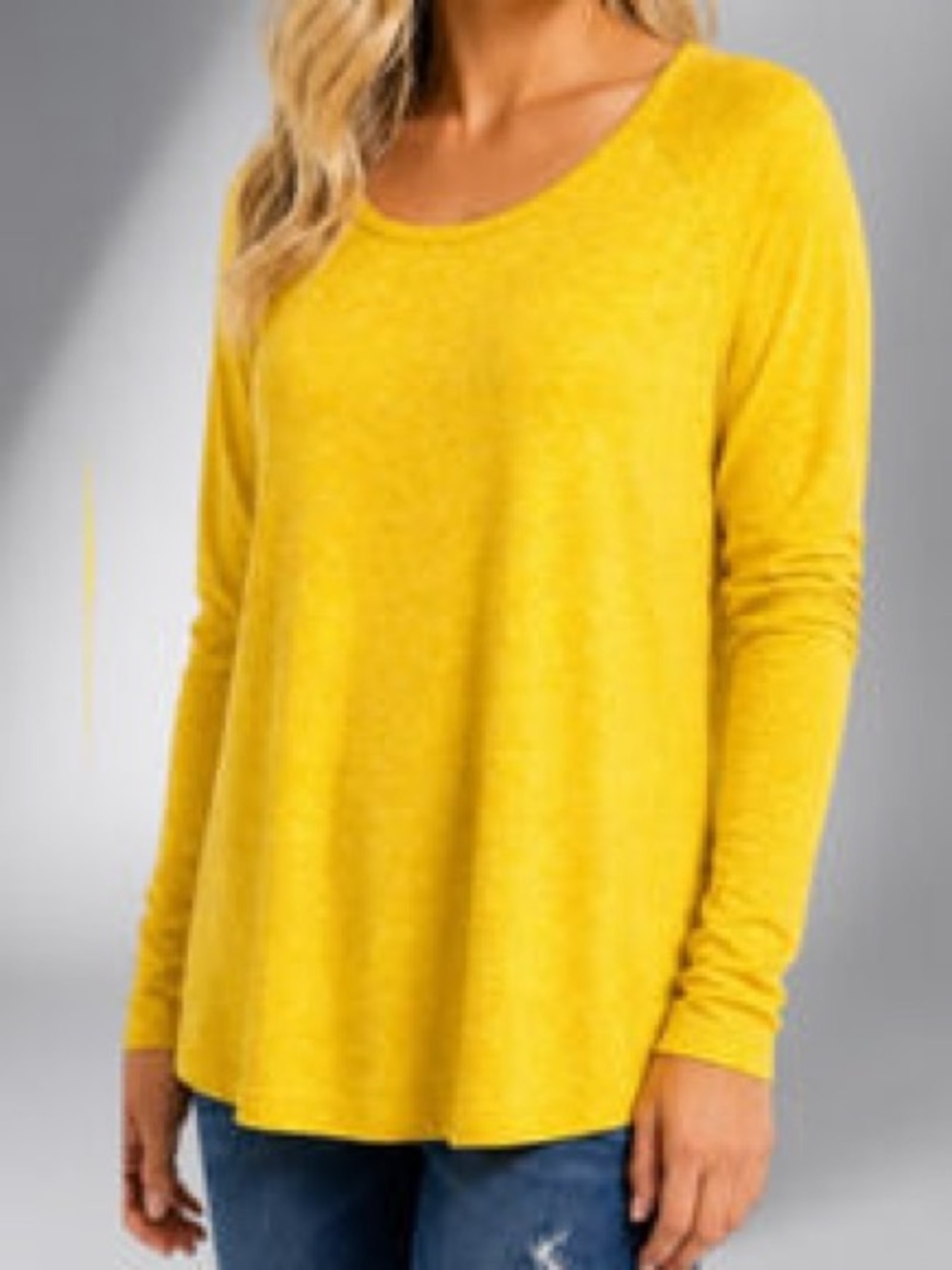 Old Navy Bright Yellow Long Sleeve Scoop Neck Top